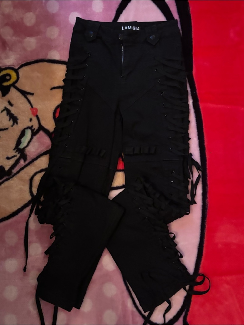 I.AM.GIA Black Lace-Up Skinny Jeans with Ties